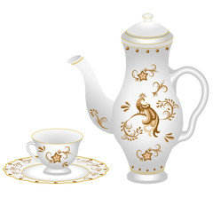 Decorative porcelain coffee set