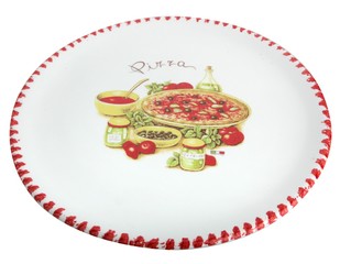 cheramic pizza plate on white background with curve/path - ready to work