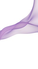 Abstract purple wave. Blue scarf. Bright purple ribbon on white background. Abstract smoke. Raster air background. Vertical image orientation. 3D illustration