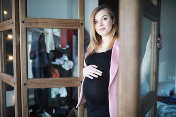 Pregnant young beautiful girl on the ninth month 