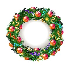 Fototapeta na wymiar Christmas wreath on white background.