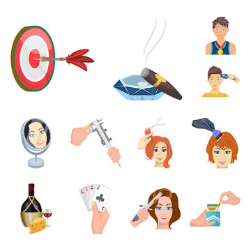 Manipulation by hands cartoon icons in set collection for design. Hand movement vector symbol stock web illustration.