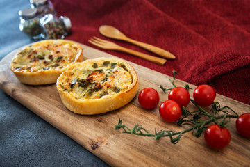 Leek quiche and smoked salmon