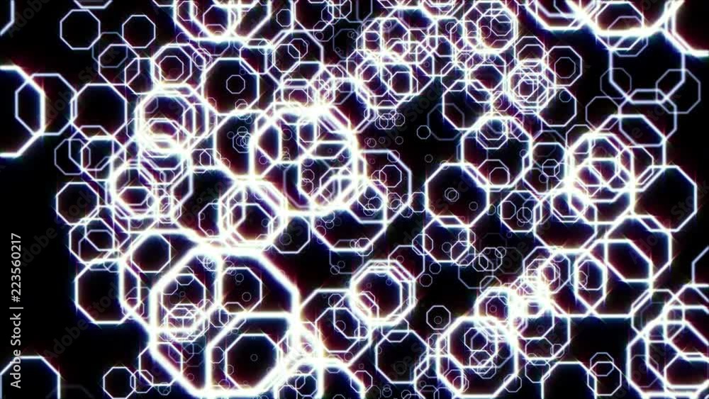 Poster Octagonal Flickering Moving Particle Graphic Animation Background	