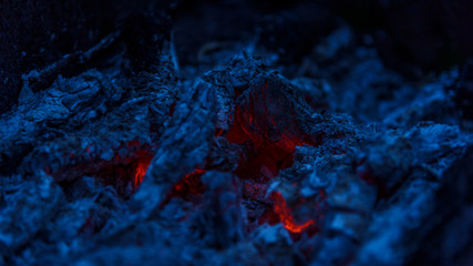 Bonfire charcoal close up