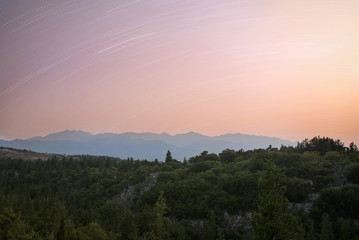 Sunset Mountain with Star Trails