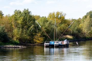 Aalschokker, ein Fischerboot, auf der Weser bei Drakenburg im Sommer