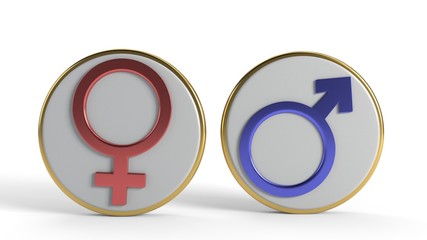 Man and woman symbols of background, 3d rendering
