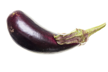 Ripe black eggplant isolated on white background