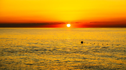 Rays of sunset on the black sea