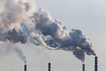 Smoke from the pipes of the factory