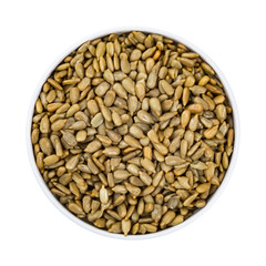 Sunflower Kernels Roasted Seeds Isolated on White Background. Selective focus.