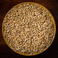 Roasted Sunflower Kernels Background. Selective focus.