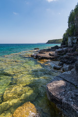 Bruce Peninsula shoreline at Cyprus Lake National Park Ontario on a sunny day