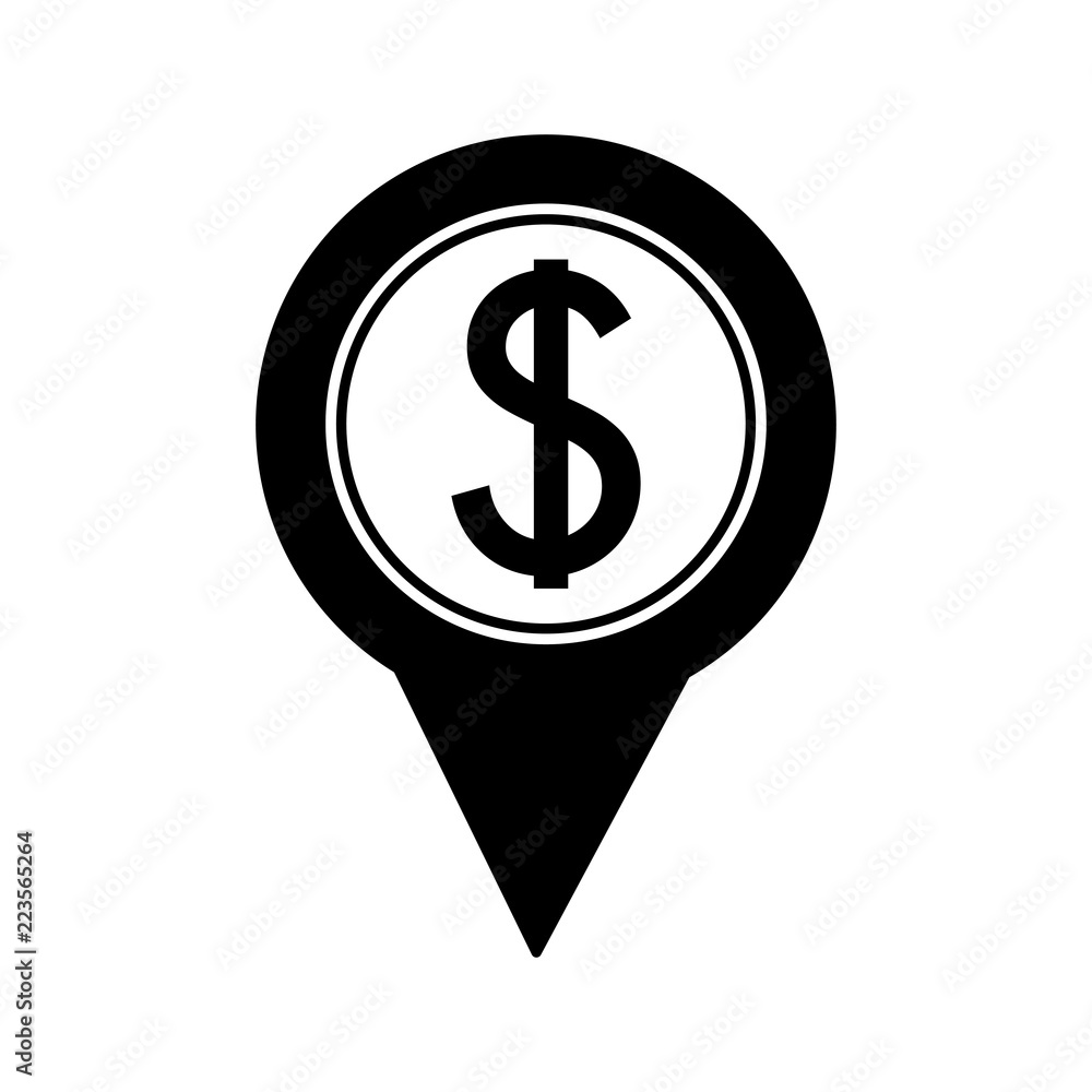 Poster pin pointer location with symbol crypto money
