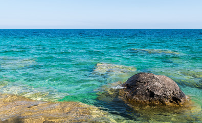 Bruce Peninsula shoreline at Cyprus Lake National Park Ontario on a sunny day