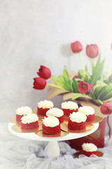 Beautiful festive cake biscuit with different creams