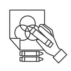 hand holding color crayon drawn on paper