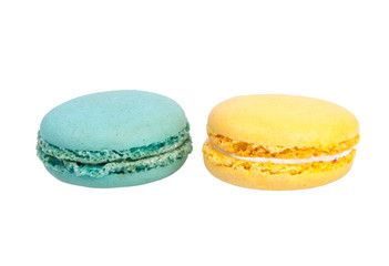 colorful macaroons isolated on the white background