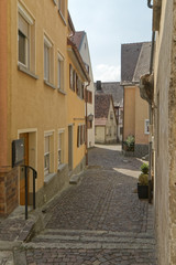 Weikersheim, Germany - a quiet, uninhabited street in the old town.
