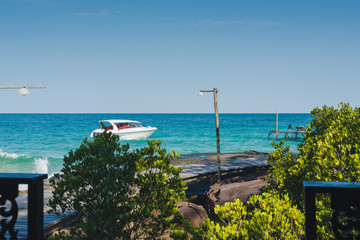 Beautiful blue ocean and sky in summer Of Southeast Asia, Thailand