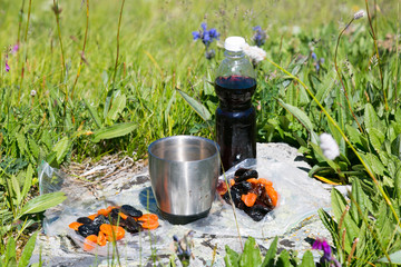 Lunch in the fresh air in the mountains.