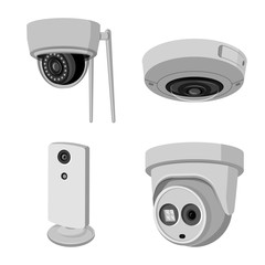 Isolated object of cctv and camera symbol. Collection of cctv and system vector icon for stock.