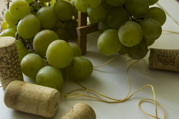 Cork and white grapes