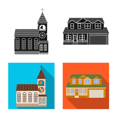 Isolated object of building and front symbol. Collection of building and roof stock vector illustration.