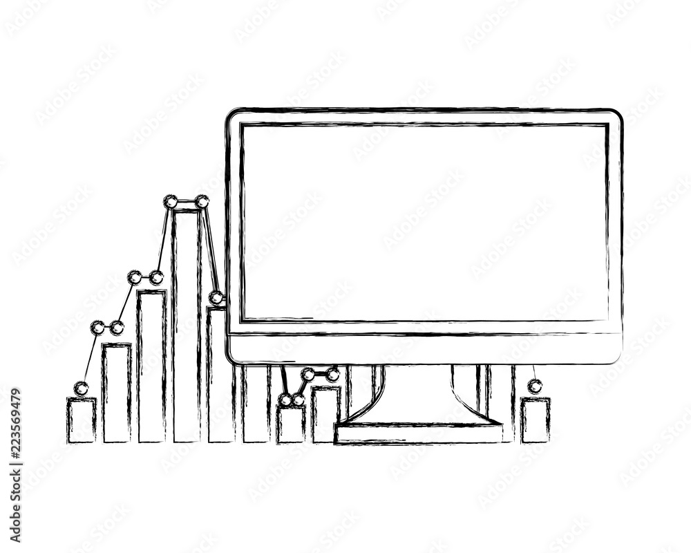 Poster computer business statistics bar chart report