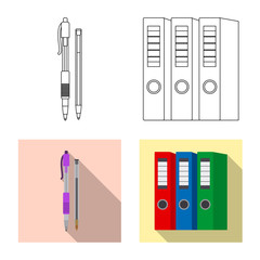 Isolated object of office and supply icon. Set of office and school stock vector illustration.