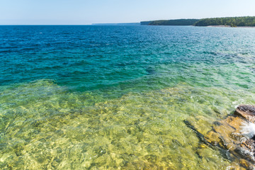 Bruce Peninsula shoreline at Cyprus Lake National Park Ontario on a sunny day