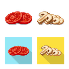 Vector design of burger and sandwich icon. Set of burger and slice stock vector illustration.