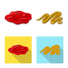 Vector illustration of burger and sandwich icon. Collection of burger and slice stock symbol for web.