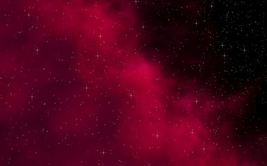 Colorful and beautiful space background. Outer space. Starry outer space texture. Templates, red background. 3D illustration