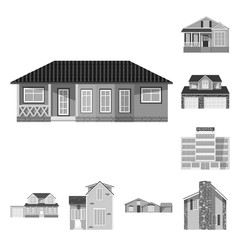 Isolated object of building and front icon. Collection of building and roof vector icon for stock.