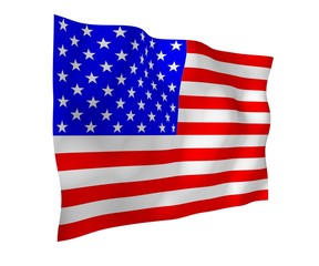 Obraz premium Waving flag of the United States of America. Stars and Stripes. State symbol of the USA. 3D illustration