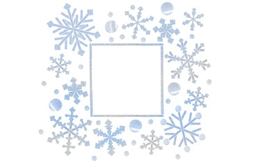 Snowflake frame paper cut on white background - isolated