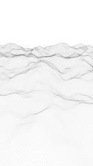 Obraz premium Abstract landscape on a white background. Cyberspace grid. Hi-tech network. Vertical image orientation. 3D illustration