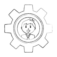 businessman inside gear team business