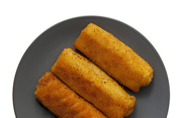 Three croquettes isolated on white background