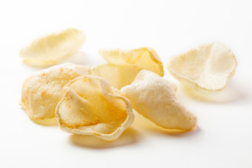 Fototapeta na wymiar Potato chips isolated white background close up