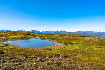 Fototapeta na wymiar View of the mountains and hills around Tromso, Norway
