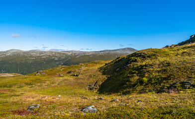 Fototapeta na wymiar View of the mountains and hills around Tromso, Norway