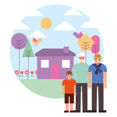 grandfather with son and grandson