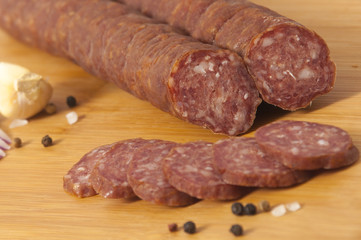 Hard salami Serbian style - dry and hickory smoked sausages