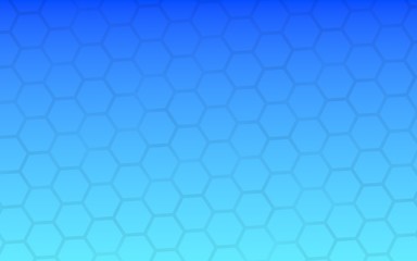 Translucent honeycomb on a gradient blue sky background. Perspective view on polygon look like honeycomb. Isometric geometry. 3D illustration