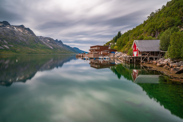 Fototapeta na wymiar View of Ersfjorden - beautiful fjord in Troms County, Norway