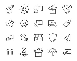 set of send icons, such as delivery, transport, mail, service