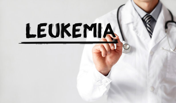 Doctor writing word LEUKEMIA with marker, Medical concept